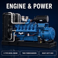Industrieller Dieselgenerator, wassergekühlt, V-Typ, turbogeladen, Hochleistungs-Skid-Frame, direkt gekoppelt für Notstromversorgung