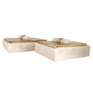 Scatola portaoggetti decorativa in pietra e metallo con coperchio per gioielli, ricordi, decorazioni per la casa, complemento d'arredo contemporaneo per scaffali - Product Image 2