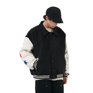 Blouson de baseball ample brodé et imprimé OEM, personnalisé blanc pour <span class=keywords><strong>homme</strong></span>, style universitaire, pour couple - Product Image 1