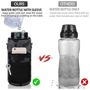 Bouteille d'eau de 2 L avec marqueur de temps motivant, sangle de transport portable, porte-gobelet et housse de protection – Vente chaude directe usine, personnalisable - Product Image 3