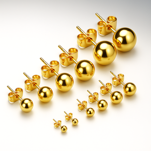 0.8MM 316L Ball <b>Stud</b> | 20G Stainless Steel 18K PVD Gold Plated, Rose Gold & <b>Silver</b> Earrings | Waterproof Hypoallergenic, Durable - Product Image 1