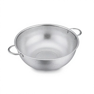 Passoire en acier inoxydable à mailles fines avec deux poignées en boucle pour laver les fruits et légumes - Product Image 6