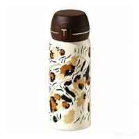 Gobelet de voyage de luxe 400 ml en titane pur à double paroi, motif léopard Maillard, ultra léger, maintien au chaud 12h et au froid 24h, personnalisable OEM/ODM