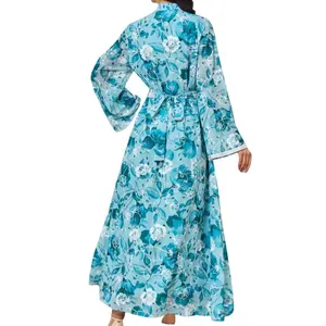 Gaun model baru Muslim bermotif, Gaun Muslim tradisional dengan desain bordir, jubah Arab Timur Tengah