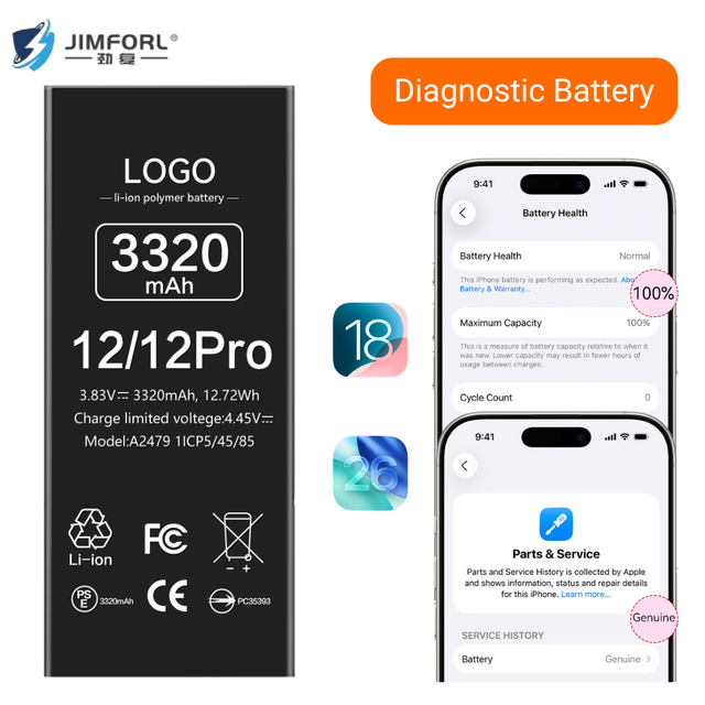 High Capacity 3320mAh Diagnostic Battery for iphone 12 12Pro Battery Original Cell Phone Batterie Genuine Bateria Do Telefonu