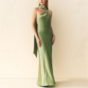 Gaun Maxi Satin Elegan Berkualitas Tinggi OEM untuk Wanita, Gaun Pesta Malam untuk Wanita - Product Image 2