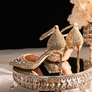Sandales à talons pour femmes, bout pointu, talon aiguille, strass, fermeture à boucle, chaussures élégantes pour mariage et soirée, 8778-3 - Product Image 4