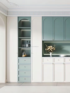 Gabinete de comedor de madera maciza integrado contra la pared, gabinete de vino de sala de estar simple moderno, gabinete de comedor de almacenamiento, - Product Image 4