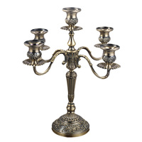 Candélabre Métallique Européen Vintage 3/5 Branches, Bronze Antique Doré, Centre de Table pour Mariage et Décoration d'Événements