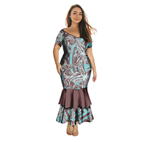 Robe sirène à col en V profond pour femme, style tribal polynésien Tapa Fidji Samoan, idéale pour les soirées et la plage – Nouvelle collection en promotion