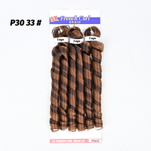 Bán buôn 22inch 3x pháp Curl bím tóc chất lượng cao xoắn ốc Curl bện tóc kanekalon sợi mềm bouncy Bím Tóc cho phụ nữ da đen - Product Image 4