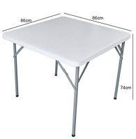 Table carrée de bonne qualité 3FT 86CM Table pliante en plastique HDPE Table de pique-nique pliante
