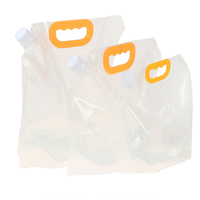 Pochette souple transparente réutilisable avec bec verseur et poignée pour boissons (jus, bière, lait)