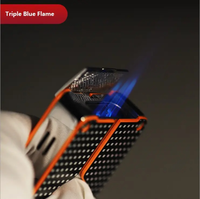 Vente en gros de briquet torche à flamme triple jet avec logo personnalisé briquet coupe-vent en métal avec gaz butane pour l'usage de la cigarette
