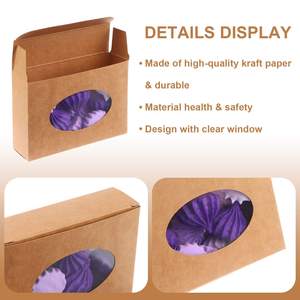 Boîte cadeau en papier personnalisée, emballage en carton kraft recyclé, boîte cadeau pliable avec fenêtre, boîte en papier alimentaire - Product Image 6