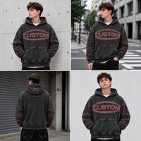 Sweat-shirt à capuche vintage délavé à l'acide, orné de perles rouges, coupe ample, style Hip Hop Y2K, fournisseur en gros Chine
