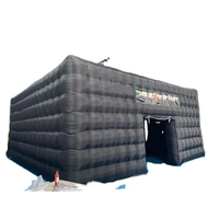 Tente de fête extérieure en PVC, cube gonflable d'éclairage disco LED portable noir OEM, 8x8x4m