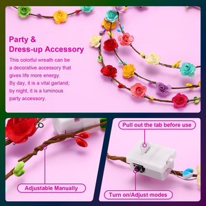 Diadema Floral LED Color Oro Rosa, Accesorios para el Cabello con Luz para Mujeres y Niñas, Venta al Por Mayor - Product Image 2