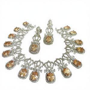 Luxury Silver Plated Imitation Classic Bridal Wedding Necklace <b>Set</b> - Product Image 1