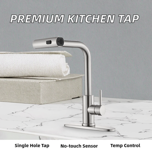 Robinet de cuisine/salle de bain monocommande à montage sur plan, haute qualité, en acier inoxydable 304, certifié CUPC, pour eau chaude et froide, avec capteur - Product Image 2