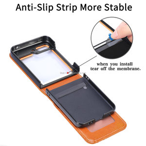 Các trang web đặt hàng kết cấu gấp da bóng sang trọng điện thoại di động bao gồm Wallet trường hợp điện thoại cho Samsung zflip5 người đàn ông với chủ thẻ - Product Image 5