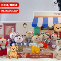 Mini ours en peluche tendance, personnalisable, avec costume en tissu de coton et robe blanche, unisexe