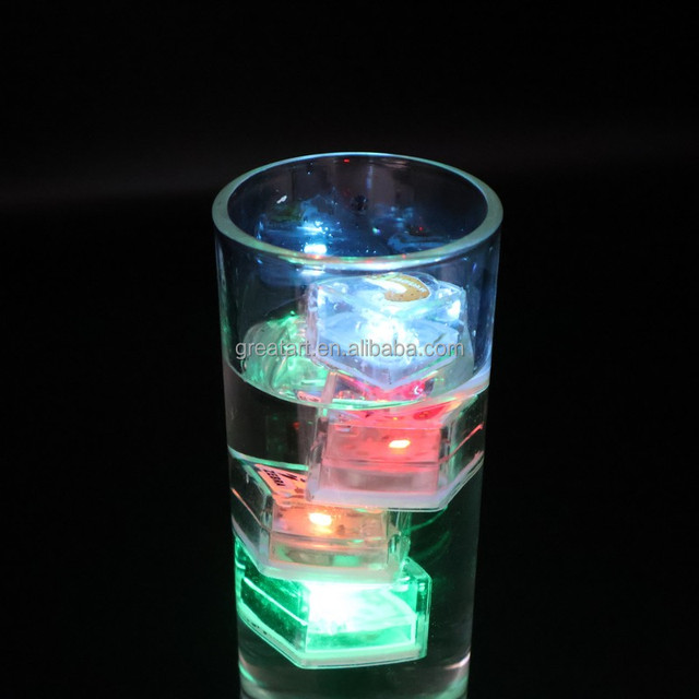 Custom LED Glowing Cubes Water Activated Light up When Touch Waterproof Christmas Decoration for Bar Party Drinks