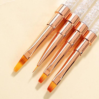 Pinceau à ongles en métal pour la décoration des ongles, pinceau à double tête pour la peinture, le dessin de fleurs, les lignes, pour la manucure professionnelle