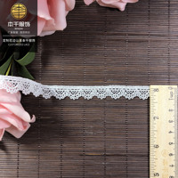 LEIXUSI Dentelle en Dacron Blanc 1cm, Bordure Florale Soluble dans l'Eau pour Colliers, Vêtements, Matériel de Bricolage Fait Main