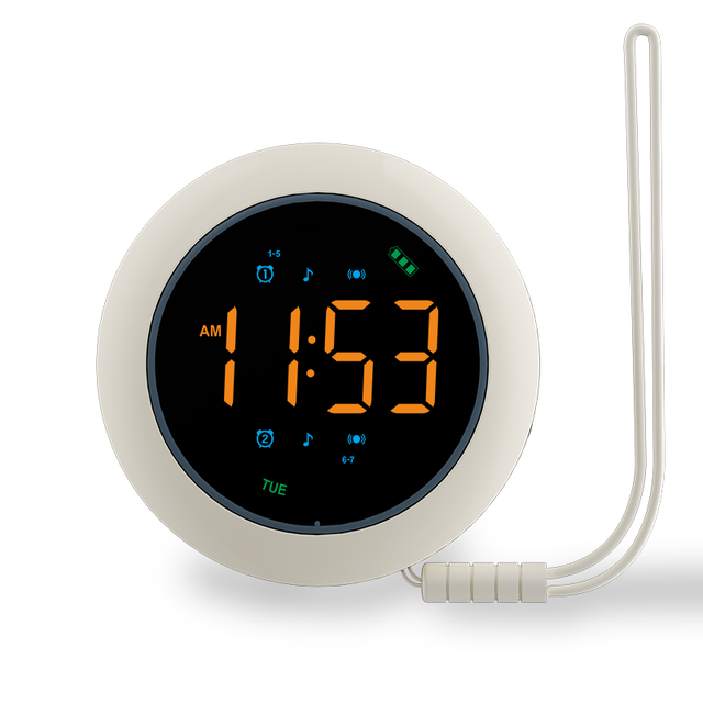 LED Digital Round Alarm Clock with Vibration Dual Alarm Music Playback Sleep Timer Selectable Ringtones Weekly Setting Clock