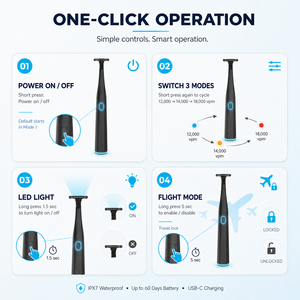 Irrigateur buccal LED, brossette électrique, appareil de nettoyage <span class=keywords><strong>dentaire</strong></span>, outil portable noir pour le soin des gencives - Product Image 6