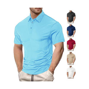 Polo de Manga Corta para Hombre, Estilo Europeo Americano, Corte Holgado Informal de Verano, Algodón Perlado y Poliéster, Blanco, Azul Marino, Negro - Product Image 6