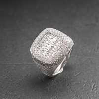 Hip Hop Fine Jewelry GRA Iced Out VVS Moissanite Emerald Cut 925 Sterling Silver Pass Diamond Tester Letter MOB Ring for Men