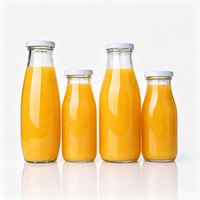 Bouteilles en verre pour lait personnalisées en gros, vides, de 200 ml, 250 ml, 500 ml, 1000 ml, 1 litre, avec couvercles