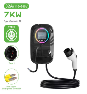 Cargador de Vehículos Eléctricos de Pared de 32A y 7KW, con Pantalla LCD a Color, Luz LED Redonda, Cable de Carga Fijo para Hogar - Product Image 1