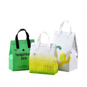 1pcs Non-Woven Thermal Tote with Aluminum Film Insulated <b>Cooler</b> <b>Bag</b> for Fresh Coffee Takeaway Cake Other Cool Foods Delivery - Product Image 1