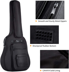 Bolsa para guitarra acústica con múltiples bolsillos de 42 pulgadas, 6 bolsillos, relleno grueso de 0,3 pulgadas, funda impermeable para guitarra - Product Image 5