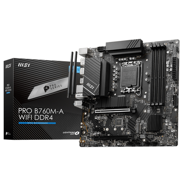 MSI PRO B760M-A WIFI DDR4 Motherboard with Intel B760 Chipset Supports 12th/13th Gen Intel Core Processors for LGA 1700 Socket