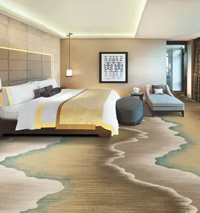 Rollo de alfombra de poliéster modificado, impresión ignífuga de lujo para hotel, salón de banquetes, venta al por mayor