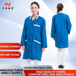 Abrigo azul real de manga larga para hombres y mujeres, gran oferta de algodón y poliéster, ropa de trabajo de laboratorio, salones de belleza con - Product Image 2
