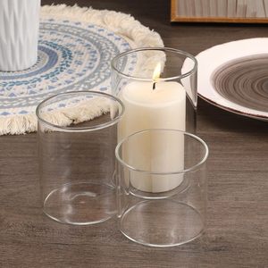 Zylinder Transparente Tischs chmuck Hochzeit Event Party Stand Weiße Glas kerze Leere Kerzen glas Offset Bedruckte Säule Glas - Product Image 3