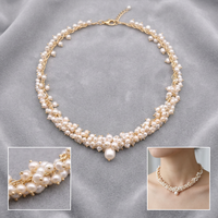 Collar de Perlas con Baño de Oro de 18K, Cobre Puro, Estilo Moderno para Mujer, Uso Diario, Casual, Cierre Ajustable