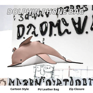Sac à bandoulière en cuir PU décontracté pour femmes élégantes en forme de dauphin mignon avec fermeture à glissière sac à main personnalisé drôle et sac à main pour téléphone - Product Image 3