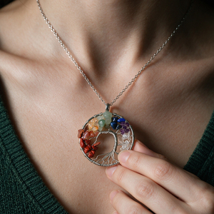 Natural Crystal Gravel Copper Wire Pendant 7 Chakras Life <b>Tree</b> Pendant Natural Crystal Dream Catcher Pendant - Product Image 5