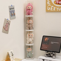 Boîte de présentation empilable transparente en plastique Labubu pour pendentifs, figurines, boîtes mystères, meuble de rangement avec couvercle