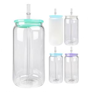 Vasos Clásicos Sublimables de 16 oz, Vasos con Forma de Lata de Cerveza, Taza Irrompible para Café Helado con Tapas de PP de Colores - Product Image 1