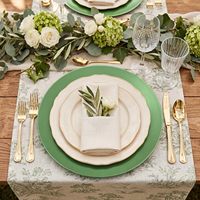 Lot de 12 Assiettes de Présentation Vertes Non Toxiques en PS de 12 Pouces – Assiettes en Plastique Jetables pour Décoration de Table de Mariage et Fêtes