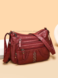 Bag Women New Handbags PU <b>Soft</b> <b>Leather</b> Crossbody Shoulder Bag Simple Casual <b>Purse</b> With Multi-zipper Tanjing - Product Image 4