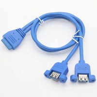 Cable Divisor en Y USB 3.0 de 20 Pines Hembra para Placa Base a Doble USB 3.0 Hembra para Montaje en Panel