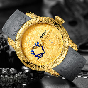 Reloj de Pulsera para Hombre, Diseño Europeo Americano, Ecológico, con Caja de Acrílico, Patrón de Dragón, Movimiento de Cuarzo, Resistente al Agua hasta 30 ATM - Product Image 1